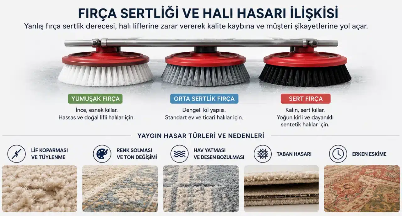 fırça sertliği ve halı hasarı ilişkisi