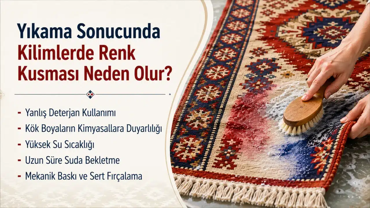 Kilimlerde Renk Kusması Neden Olur? Nedenleri ve Çözümü 1 Yıkama sonrası Kilimlerde Renk Atması neden olur