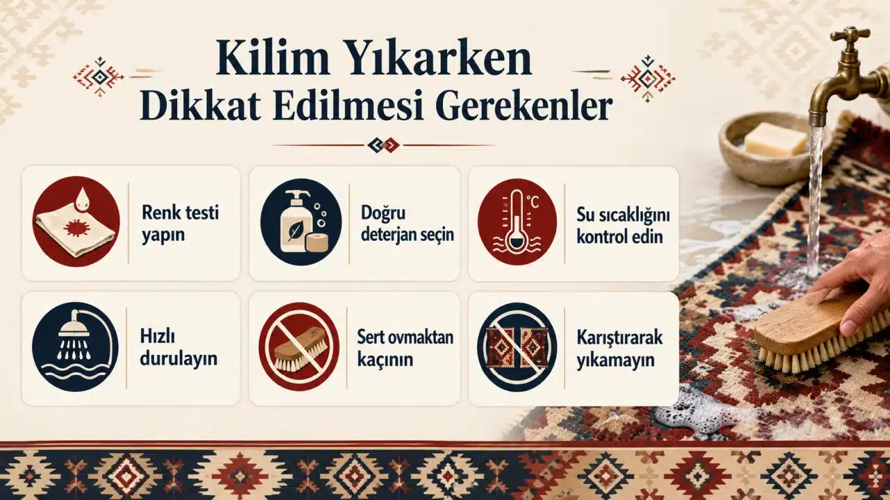 Kilimlerde Renk Kusması Neden Olur? Nedenleri ve Çözümü 2 Kilim Yıkarken Dikkat Edilmesi Gerekenler