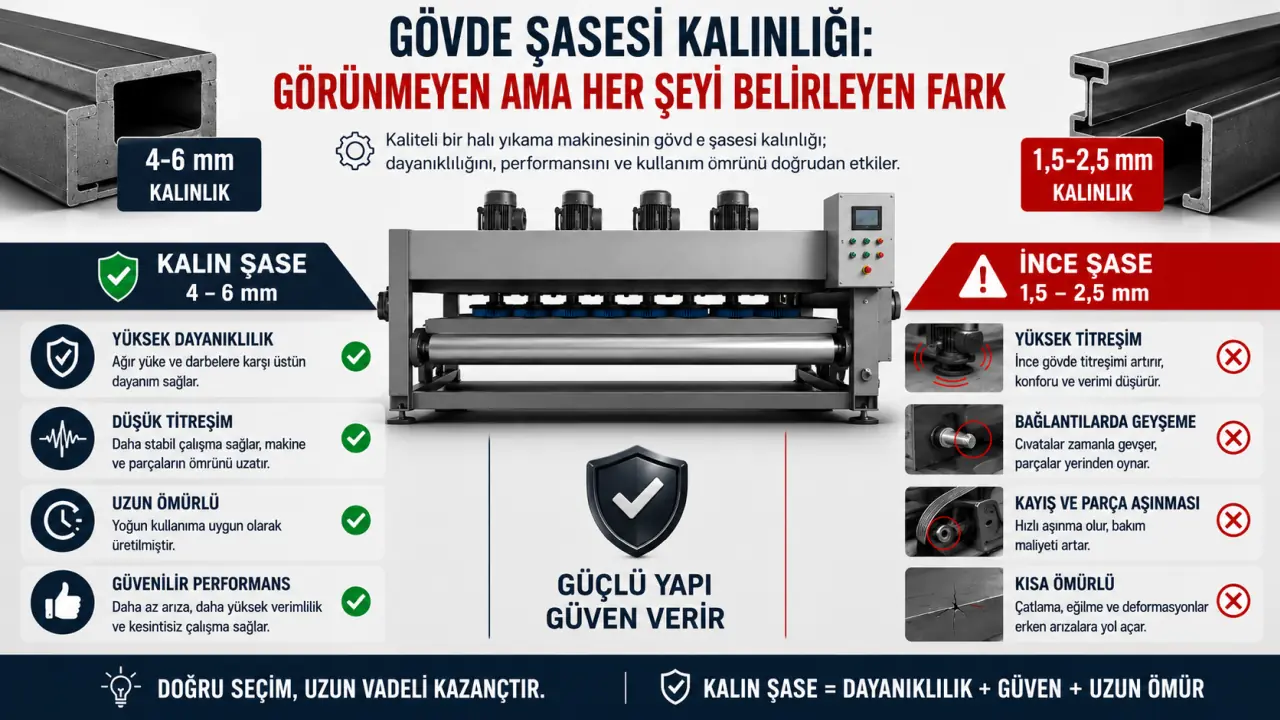 halı yıkama makinelerinde şase kalınlığı