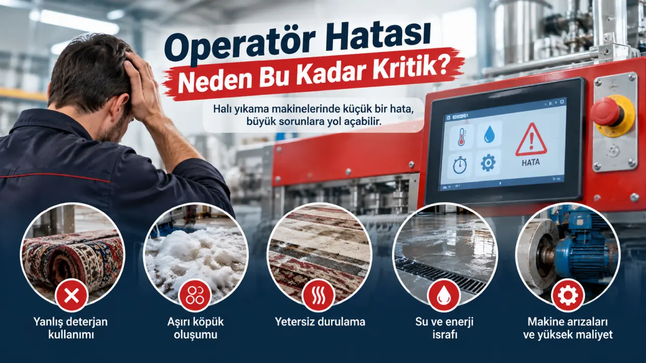 halı yıkama makinelerinde operatör hatalarının açtığı sorunlar